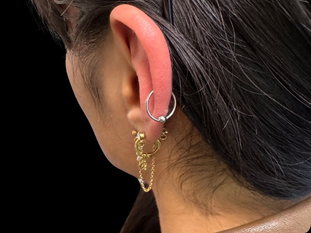 Helix ear piercing by Josh at Earth’s Edge, Winston‑Salem