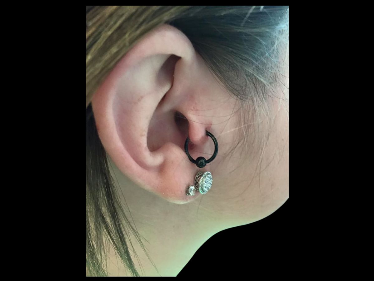 Tragus ear piercing by Josh at Earth’s Edge in Winston‑Salem, NC