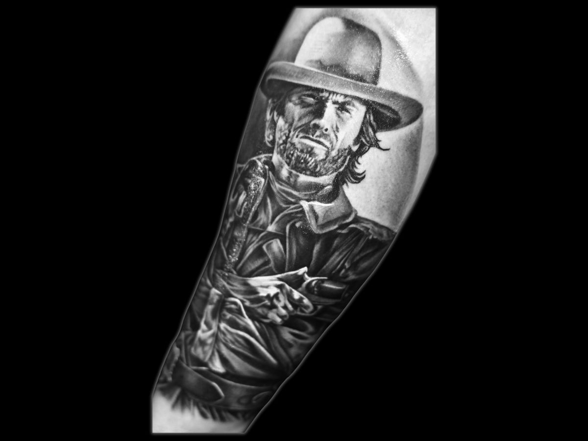 Cowboy portrait tattoo by Nico